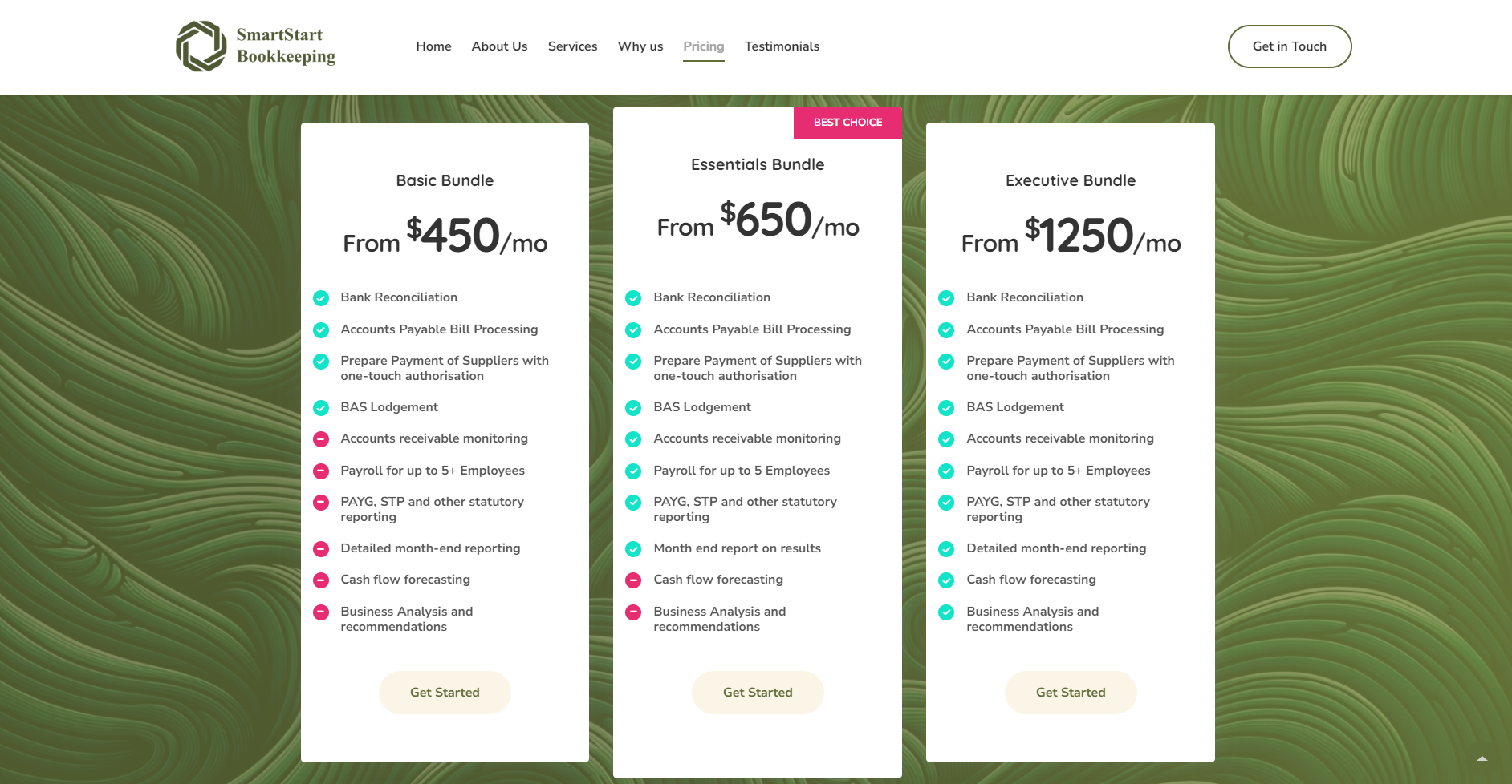 SmartStart Pricing Section